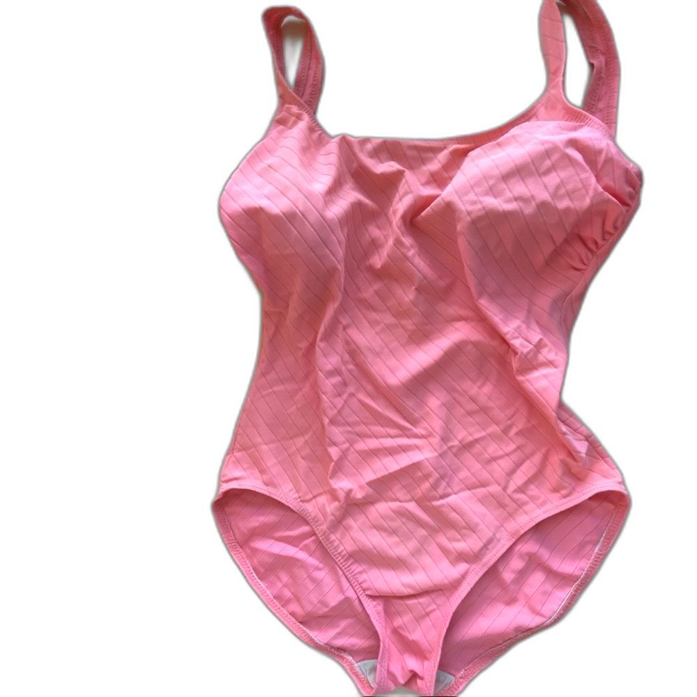 Athena One-Piece SwimSuit Pink Peach Beachy Built in bra Sz 12-14 NEW